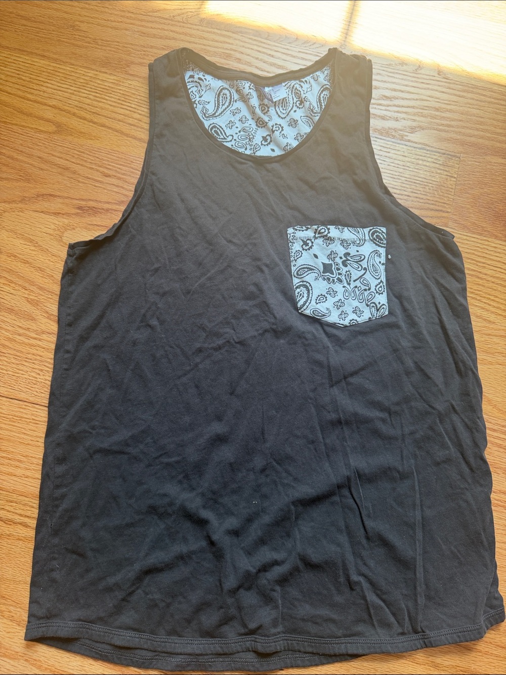 H&M Black and White Paisley Tank Top with Contrast Trim